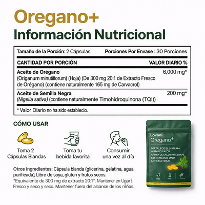 Aceite de Orégano con Aceite de Semilla Negra